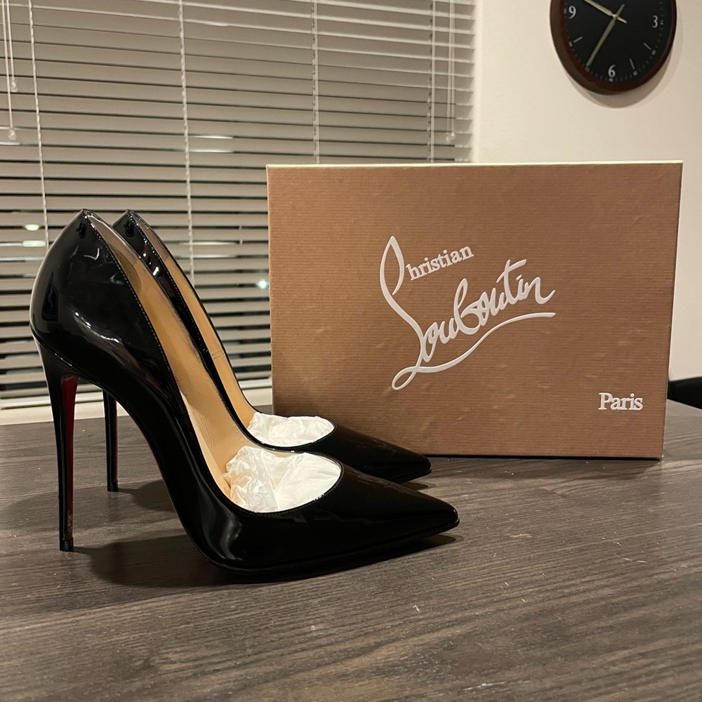 Christian Louboutin Black Patent Leather So Kate Pumps